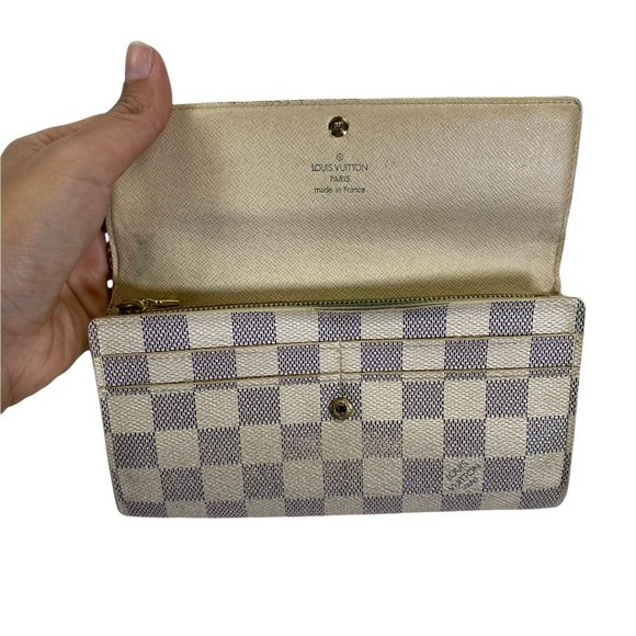 AUTHENTIC Louis Vuitton  WALLET LV Long Portefeuille Sarah White Damier Azul 183 - Picture 12 of 13